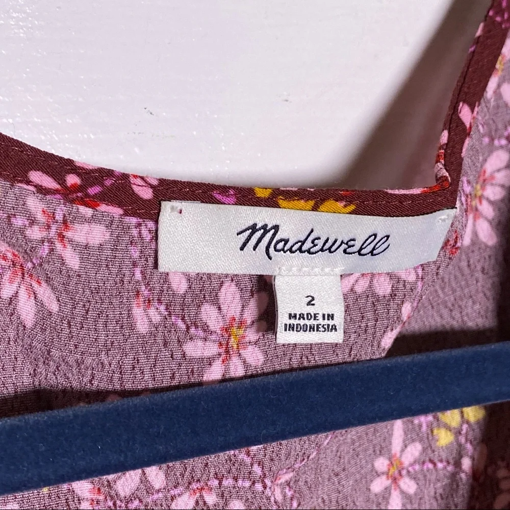 Madewell Tie Sleeve Wrap Top Butterfly Print - Picture 6 of 10